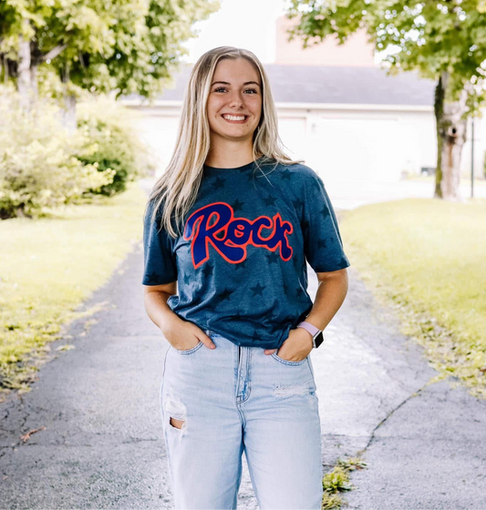 Navy and Red Rock Star Tee
