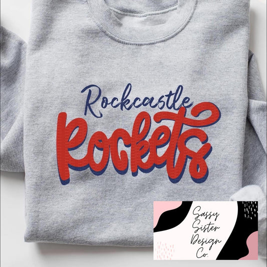 Navy and Red Cursive Rockcastle Rocket