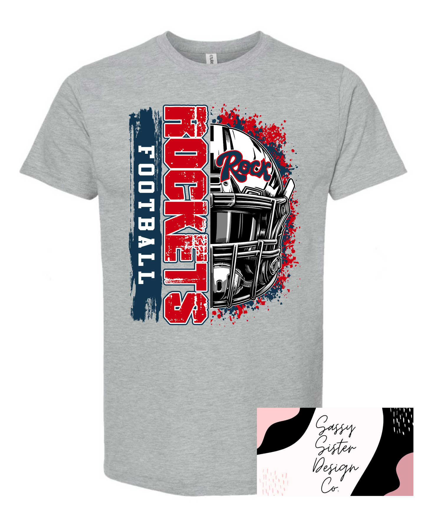 Distressed Rockets Football Rock Helmet