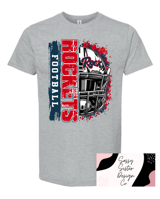Distressed Rockets Football Rock Helmet