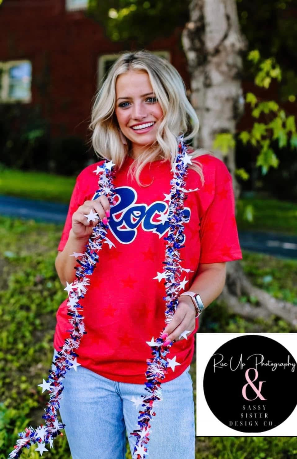 Navy and White Rock Red Star Tee