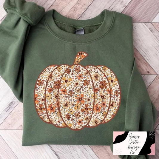 Fall Flowers Pumpkin Sweatshirt
