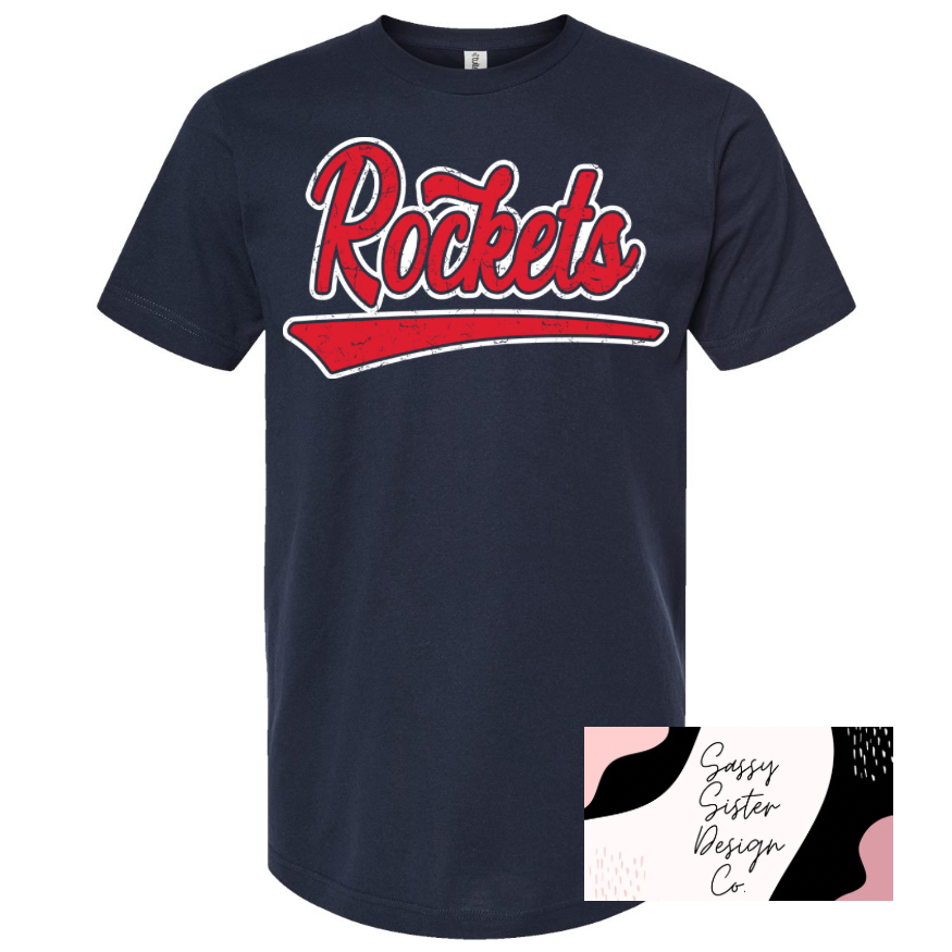 Distressed Red Rockets Underlined