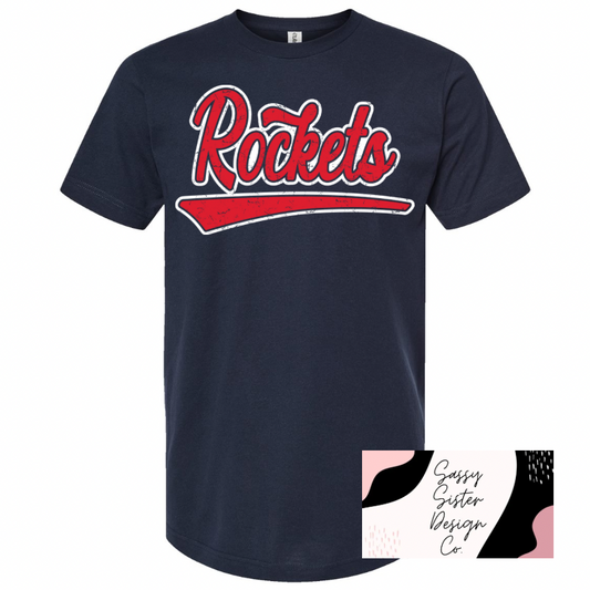 Distressed Red Rockets Underlined