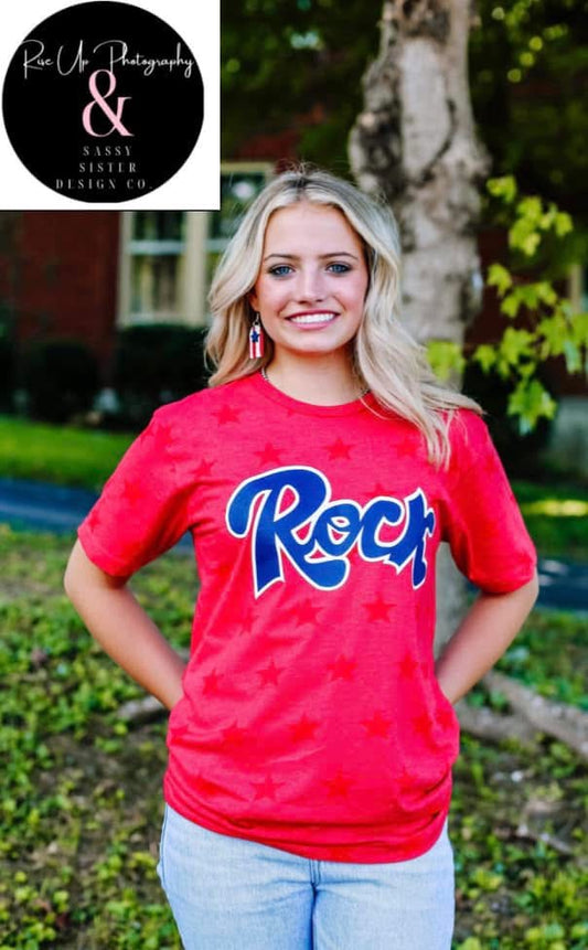 Navy and White Rock Red Star Tee