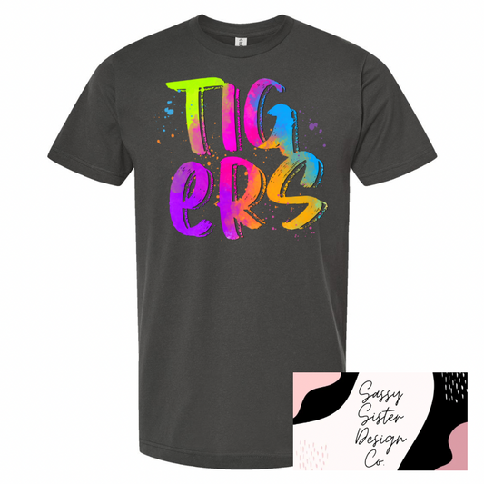 Neon Tigers Paint Splatter