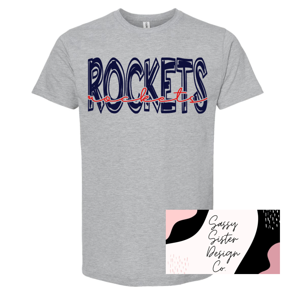 Navy Rockets Red Cursive Rockets