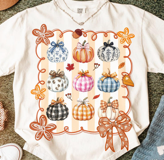 Vintage Pumpkins with Bows Comfort Colors Shirt