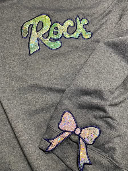 Metallic ROCK Appliqué with Bow Slit