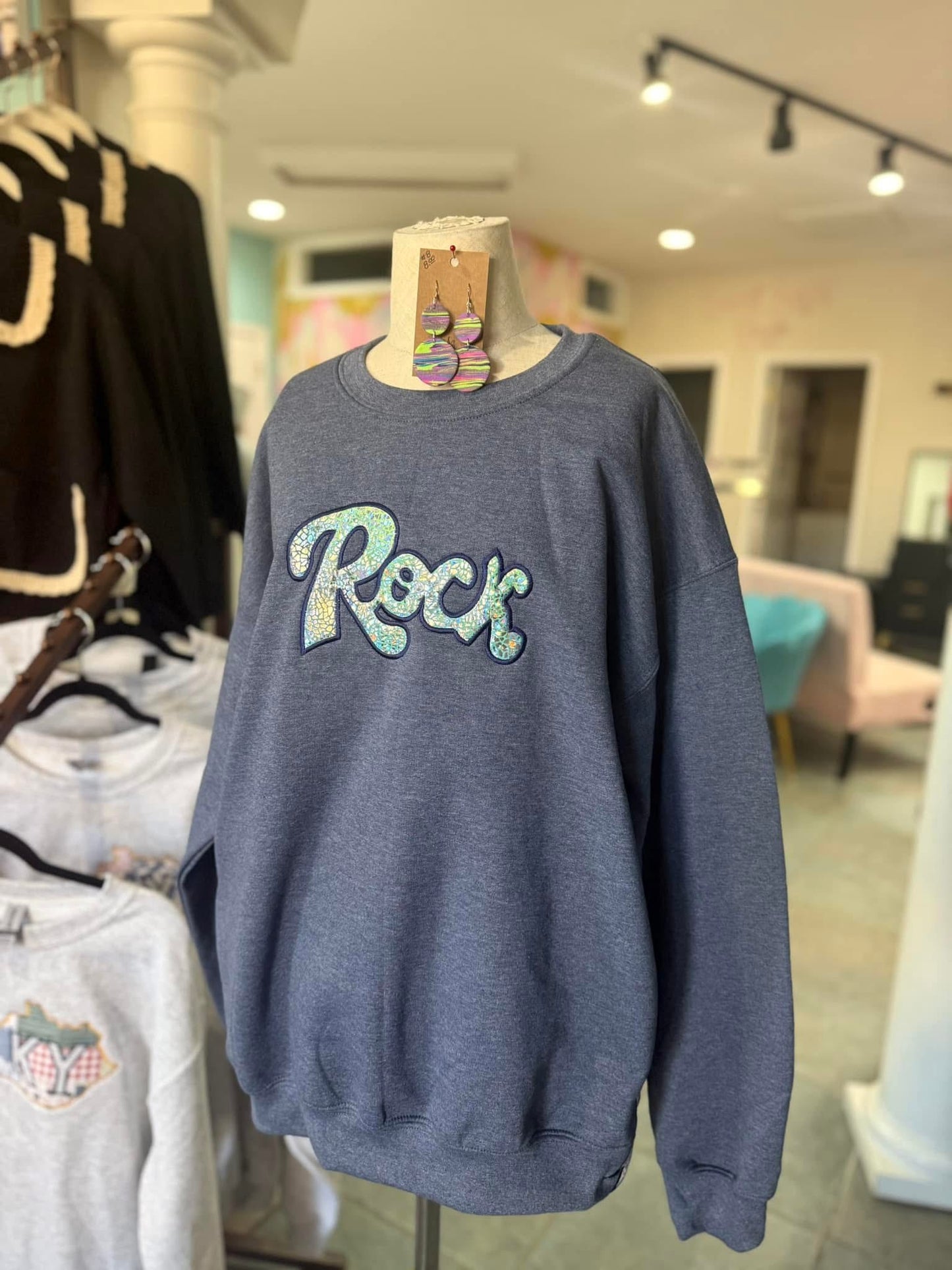 Metallic ROCK Appliqué with Bow Slit