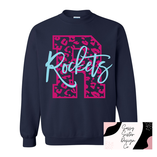 Pink Cheetah R Light Blue Rockets
