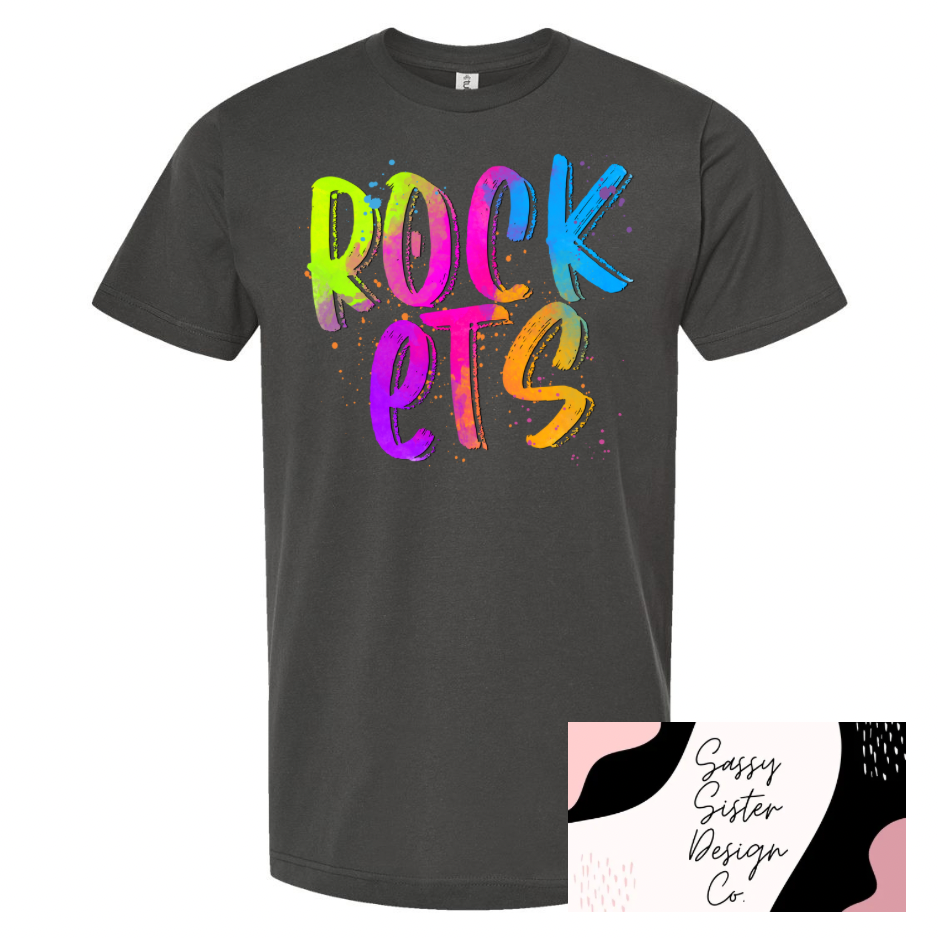 Neon Rockets Paint Splatter