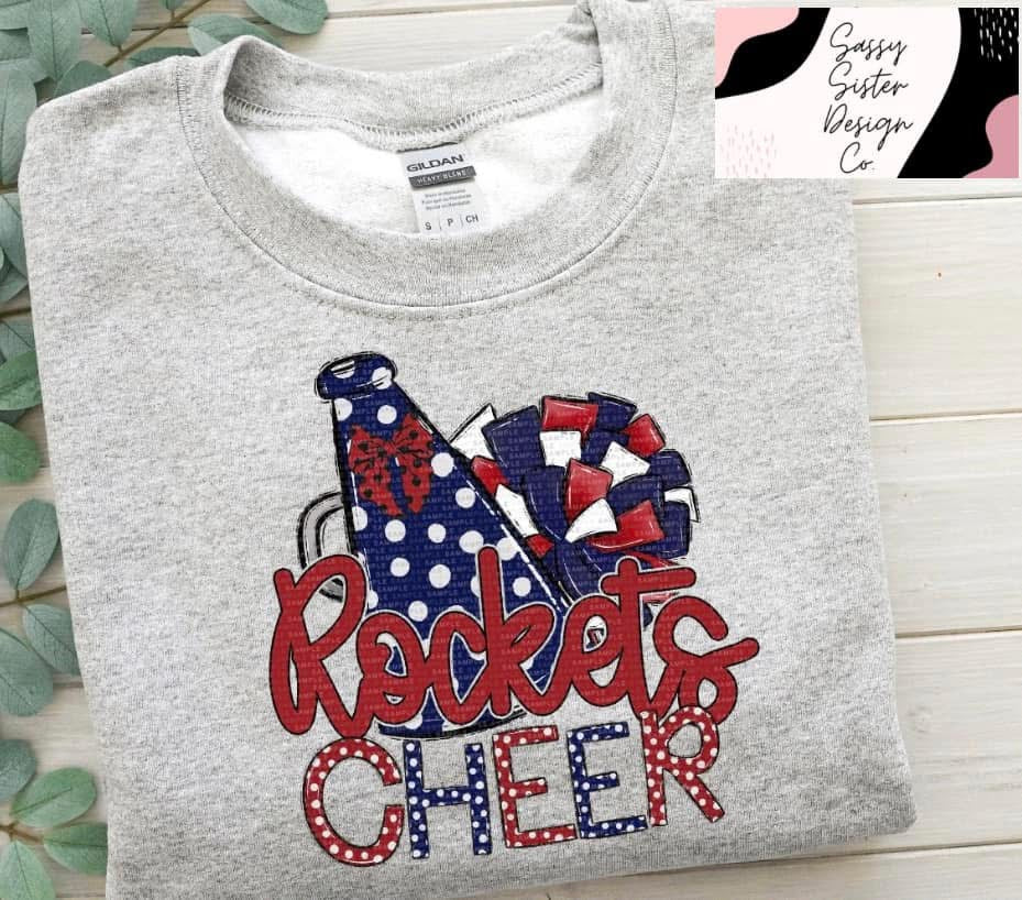 Rockets Cheer Megaphone and Pom Poms