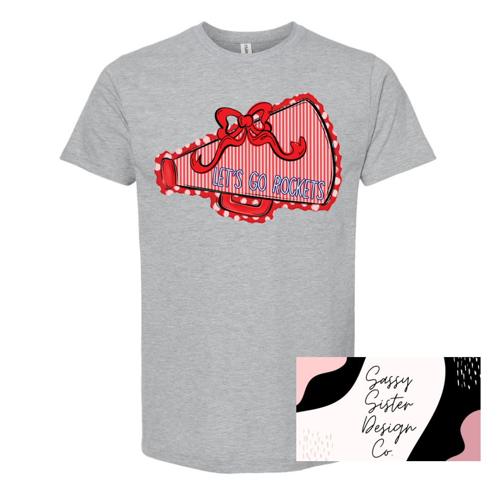 Red Megaphone With Bow Lets Go Rockets